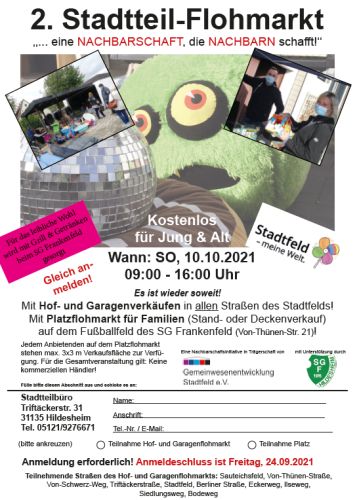 Ausschreibung Stadtteilflohmarkt Stadtfeld 2021